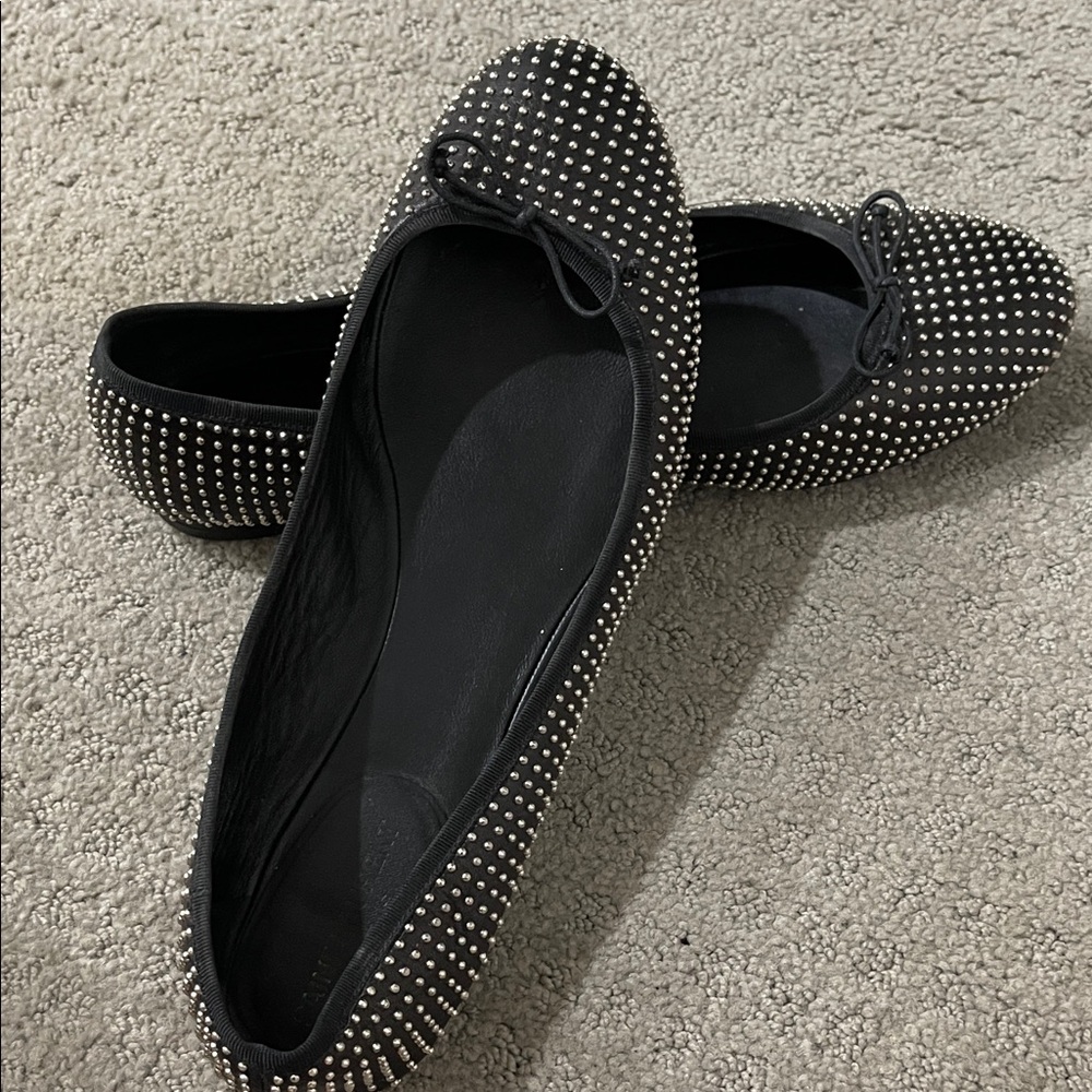 Saint Laurent YSL Studded Black women’s Ballet Flats size 41 us 10 used - Picture 7 of 9